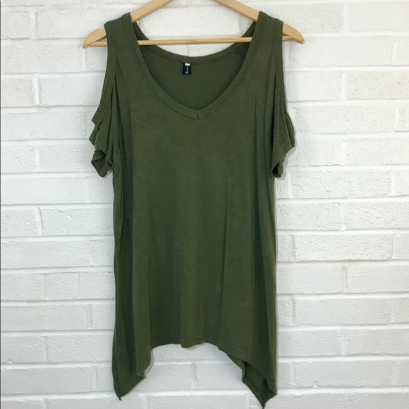 Tops - Flowy V-Neck Cold Shoulder Shirt